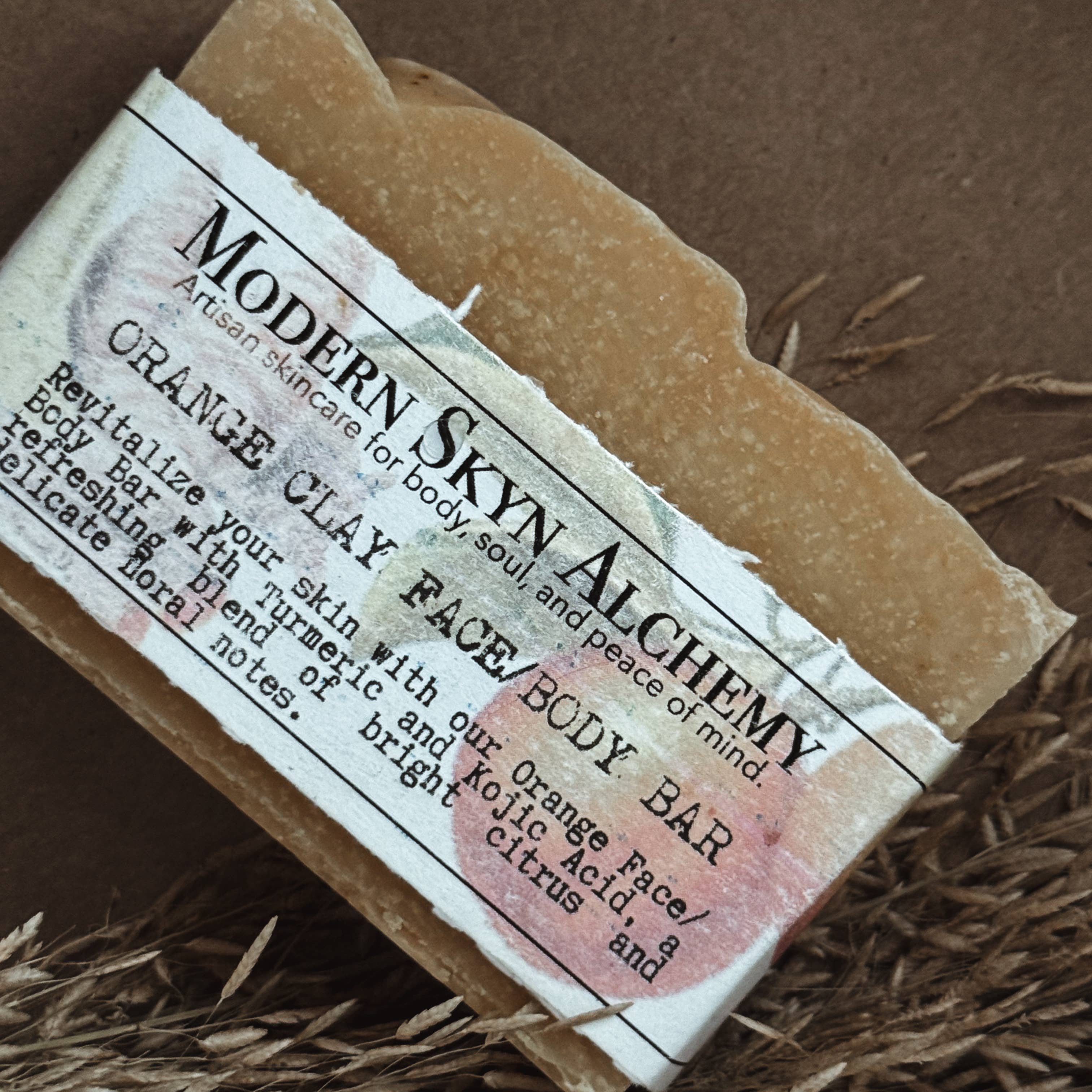 Modern Skyn Alchemy LLC. - Wholesale Bar Soap - Orange Clay Face/Body Bar with Turmeric and Kojic Acid3