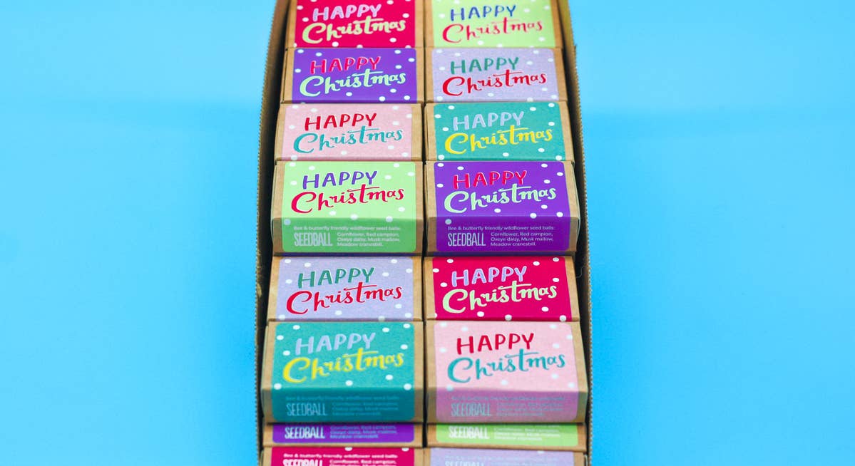 Seedball – wholesale Plant seeds – 50 Happy Christmas Seed Boxes with Display Box1