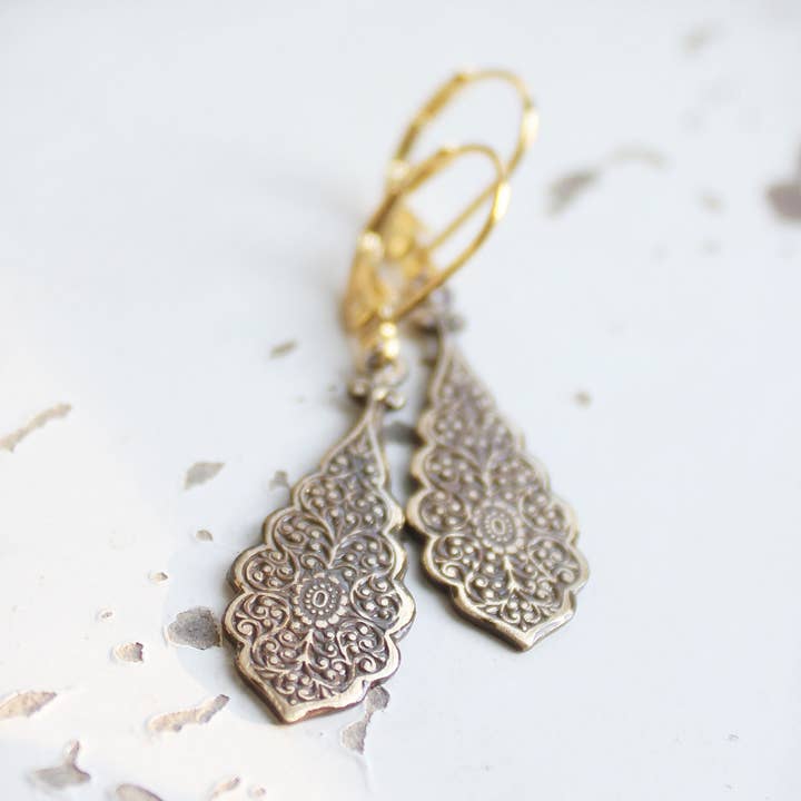 Earth Plume Peacock Drop Earrings for wholesale by Circa 1890