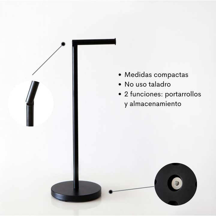 Kook Shop - Wholesale Free Standing Shelf - KOOK TIME free-standing toilet paper holder - Black3