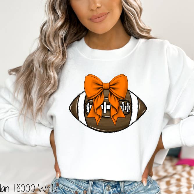Bama Screens - Wholesale Sublimation Transfer - Orange Bow Coquette Football #BS70953