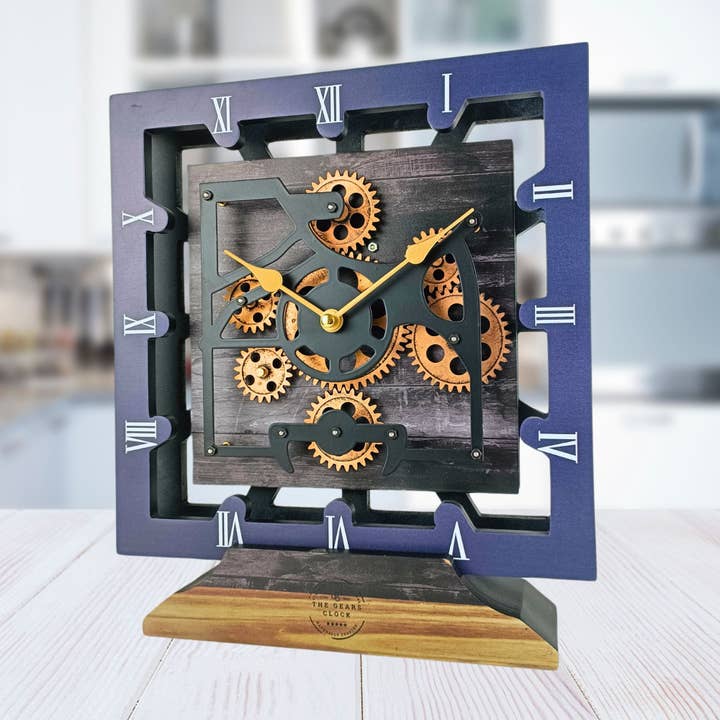 CANADA LINE DESK CLOCK SQUARE (HYBRID WALL) 10 INCH VINTAGE BLACK for wholesale by The Gears Clock