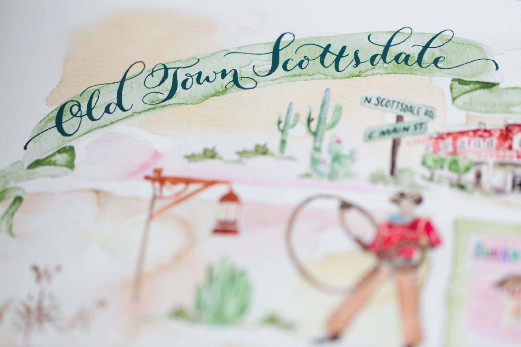 Click Bloom - Wholesale Art Print - Watercolor Map of Old Town Scottsdale, Arizona4