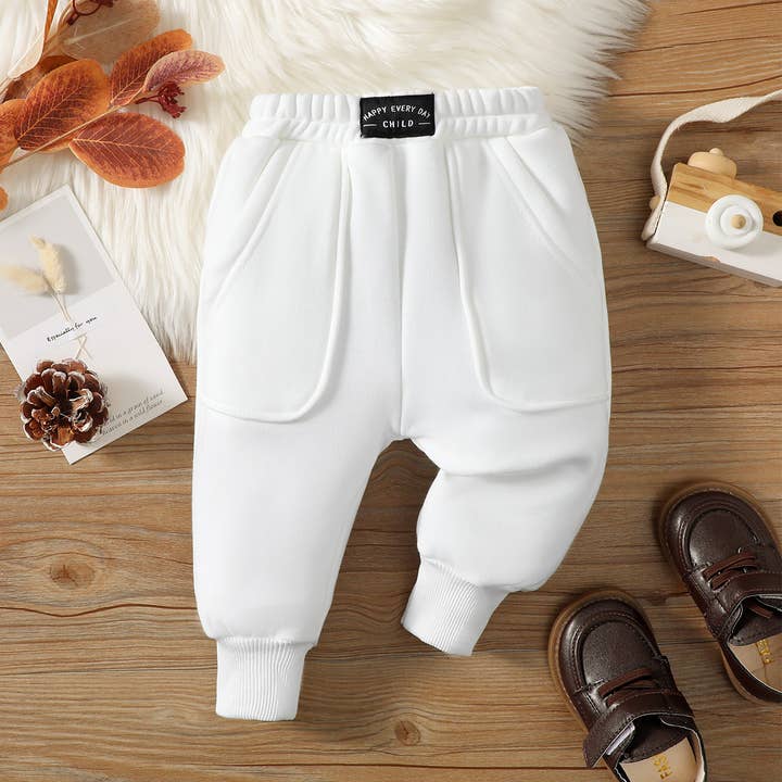 PatPat - Wholesale Trousers – Baby - Baby Boy/Girl Solid Fleece-lining Casual Pants14