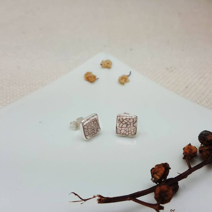 PASTACUITA - Wholesale Stud/Post Earrings - Gaudi modern style square button earrings. "Erin" Collection1