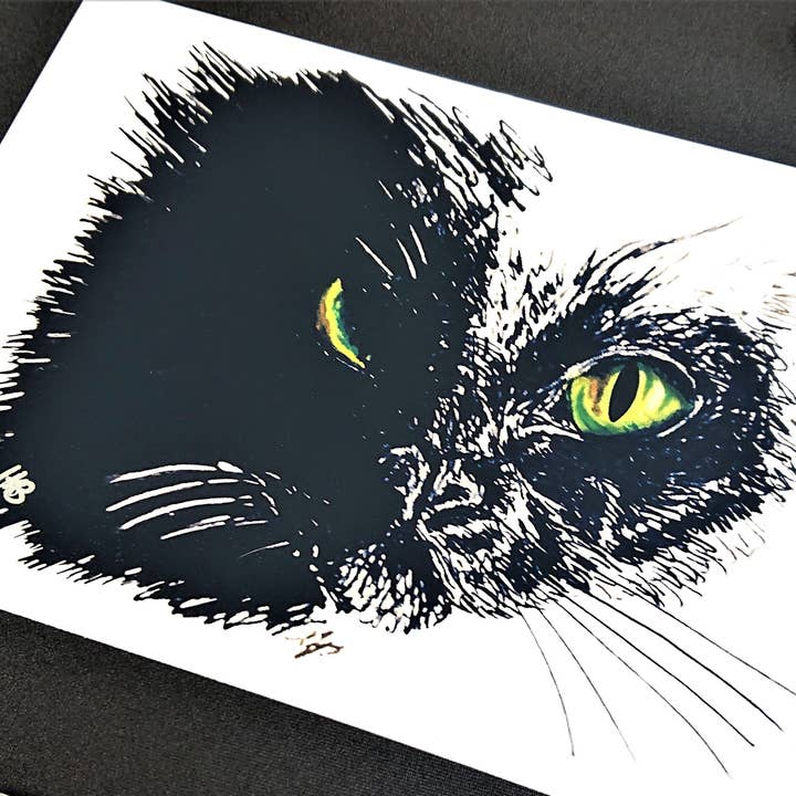 Hannah Kate Makes - Wholesale Art Print - Black Cat Art Print - A5/A4 - Halloween Witch's Familiar3