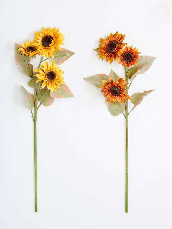 33" Sunflower with Leaves Spray x 3 for wholesale by WORTH IMPORTS