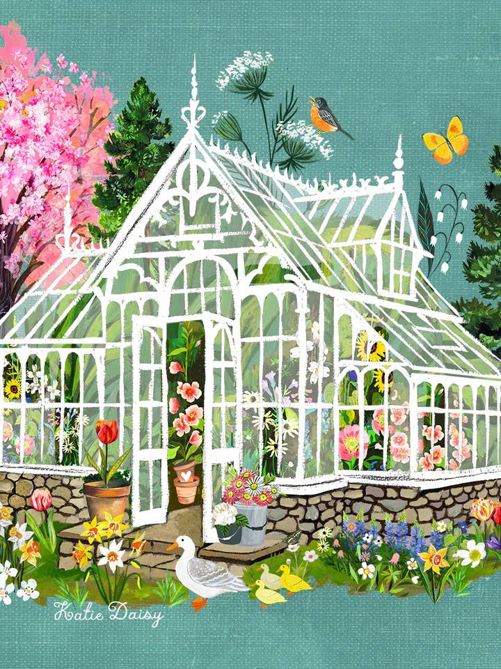 Greenhouse Art Print for wholesale by Katie Daisy