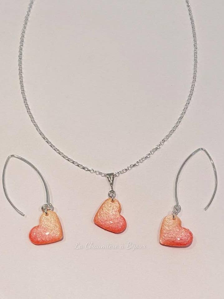 Set de corazones con degradado rosa y amarillo para venta al por mayor de La Chaumière à Bijoux
