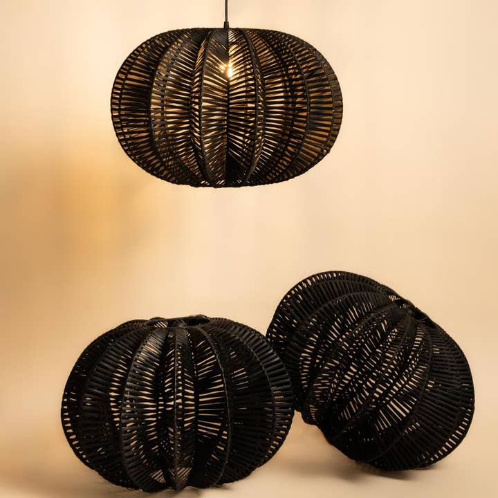 Natural Rattan Pendant Lamp - Dalia - Black for wholesale by KAYZA