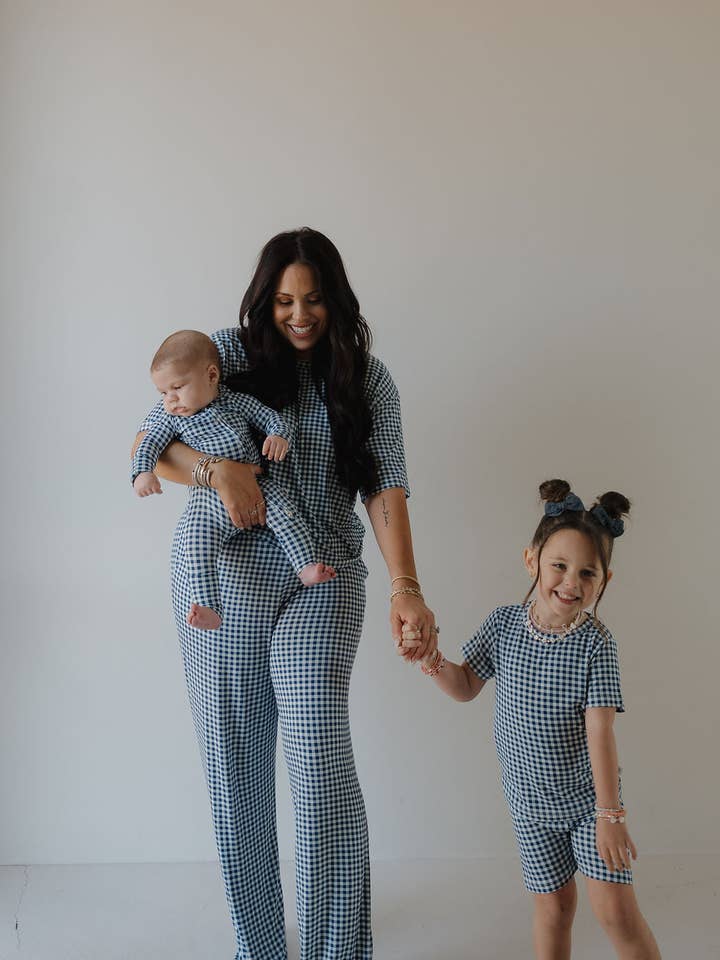 Forever French Baby - Wholesale Sleepsuit - Baby - Bamboo Zip Pajamas | Blue Gingham7