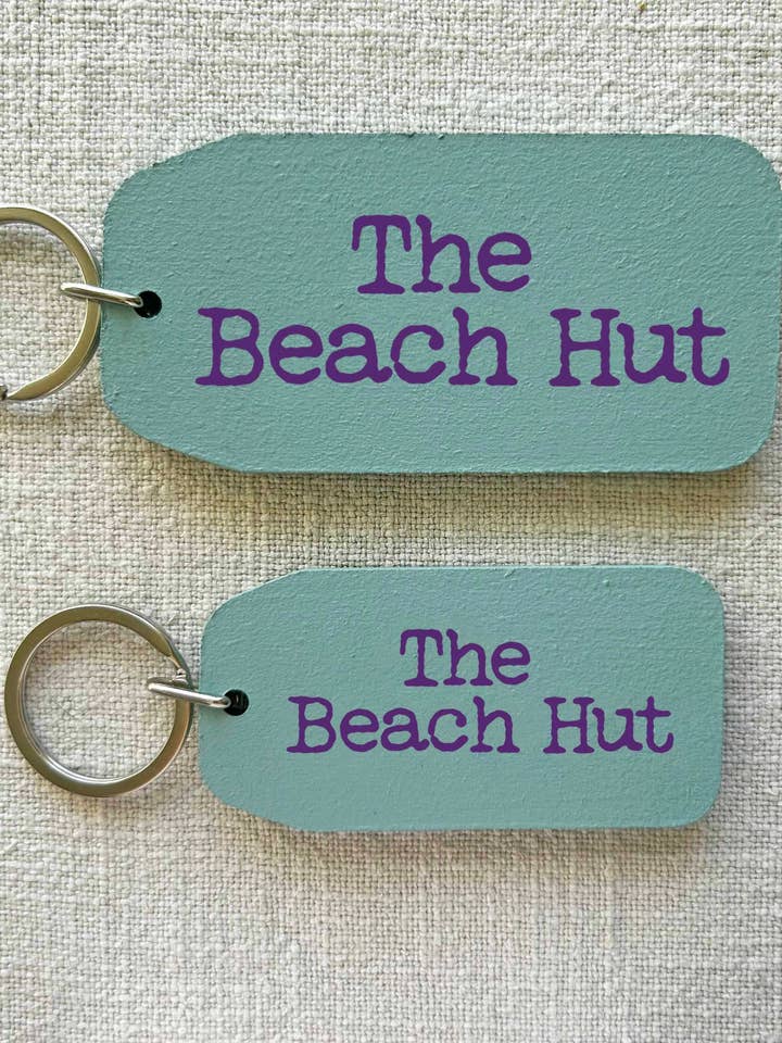 The Beach Hut - Wooden Key Tag for wholesale by THE WOODEN POSTCARD COMPANY