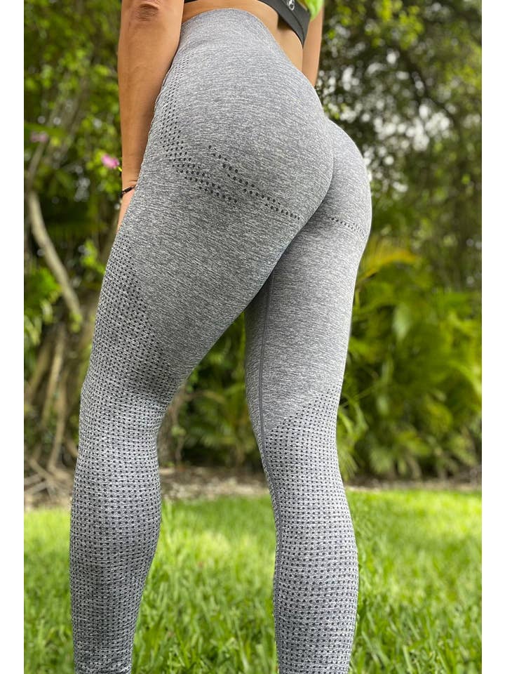 Abs2B Fitness Apparel - Wholesale Athletic/Lounge Leggings - Women's - ABS2B Dotted Contouring Seamless Blueish Gray