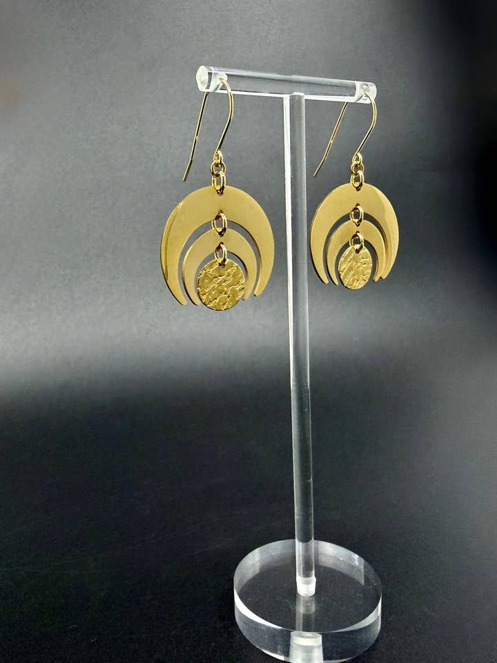 Luna Phase Earrings - 30mm Gold for wholesale by Lawless