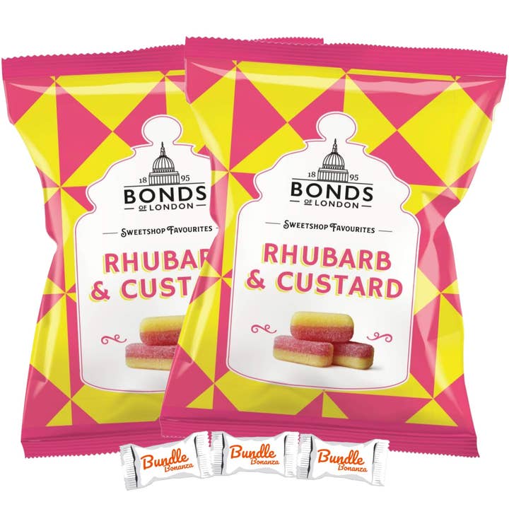 Global Bite Co - Wholesale Hard Candy - Bonds Rhubarb & Custard 12Pck x 130g (UK)