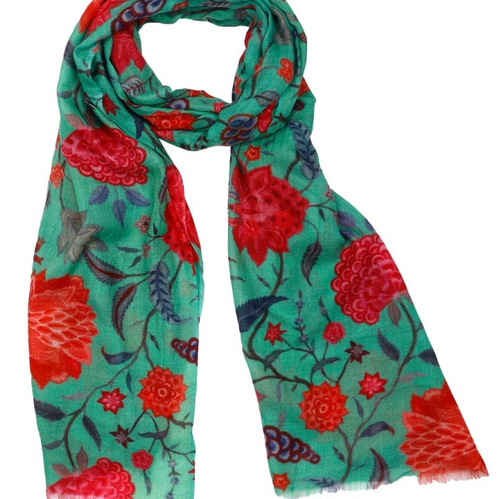 Floral Fine Merino Wool Designer Scarf for wholesale by Namaskar Australia