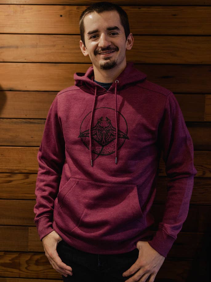 Men's Maroon Stingray Hoodie for wholesale by Alaska Creations
