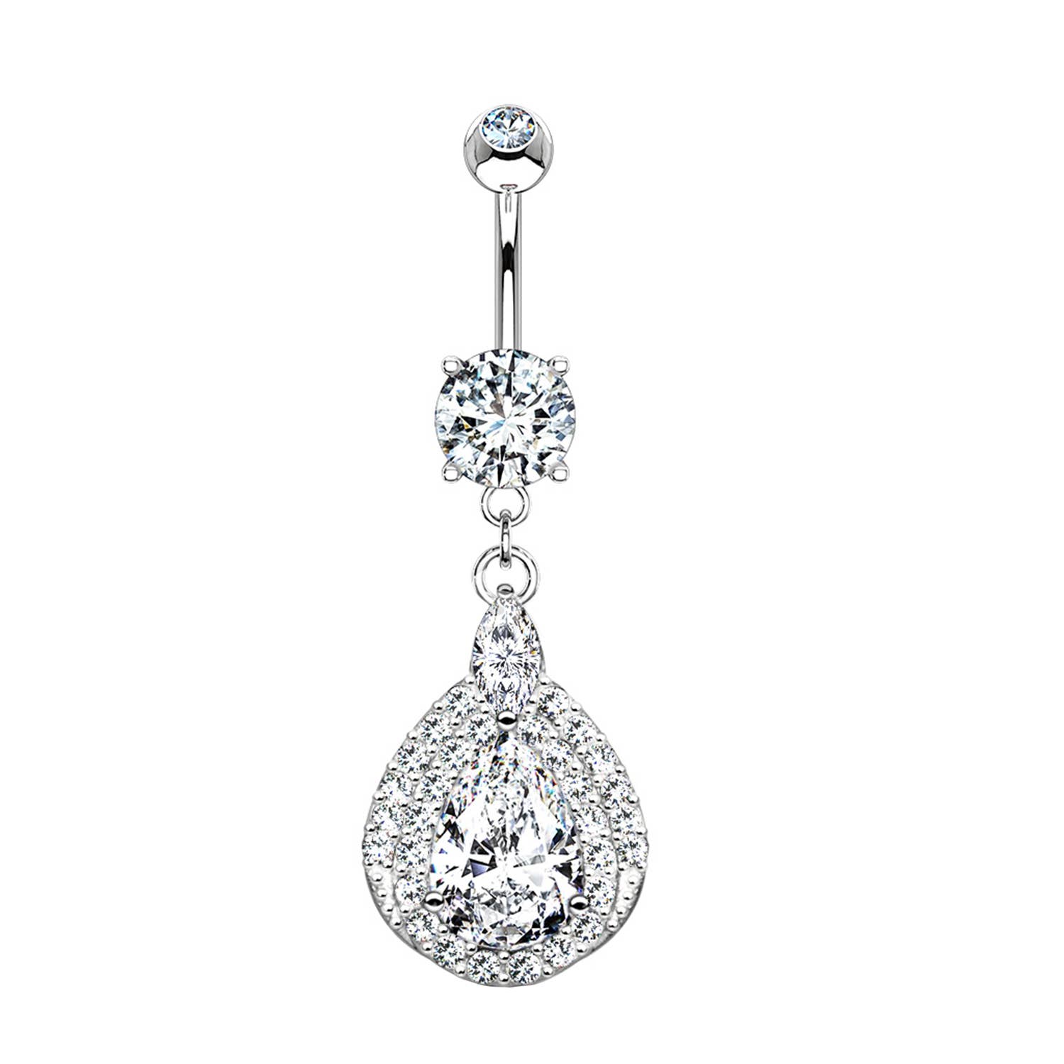 Awaken - Wholesale Belly Ring - Belly Button Piercing Crystals Drop Frame Pendant - PD-2230