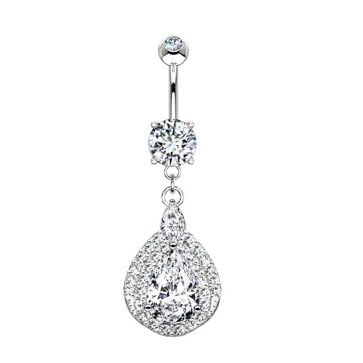 Awaken - Wholesale Belly Ring - Belly Button Piercing Crystals Drop Frame Pendant - PD-223