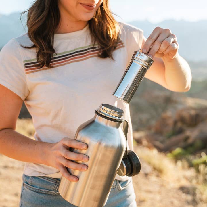 EcoVessel - Wholesale Water Bottle - Boss Growler 64oz Black Shadow Insulated Bottle: Custom