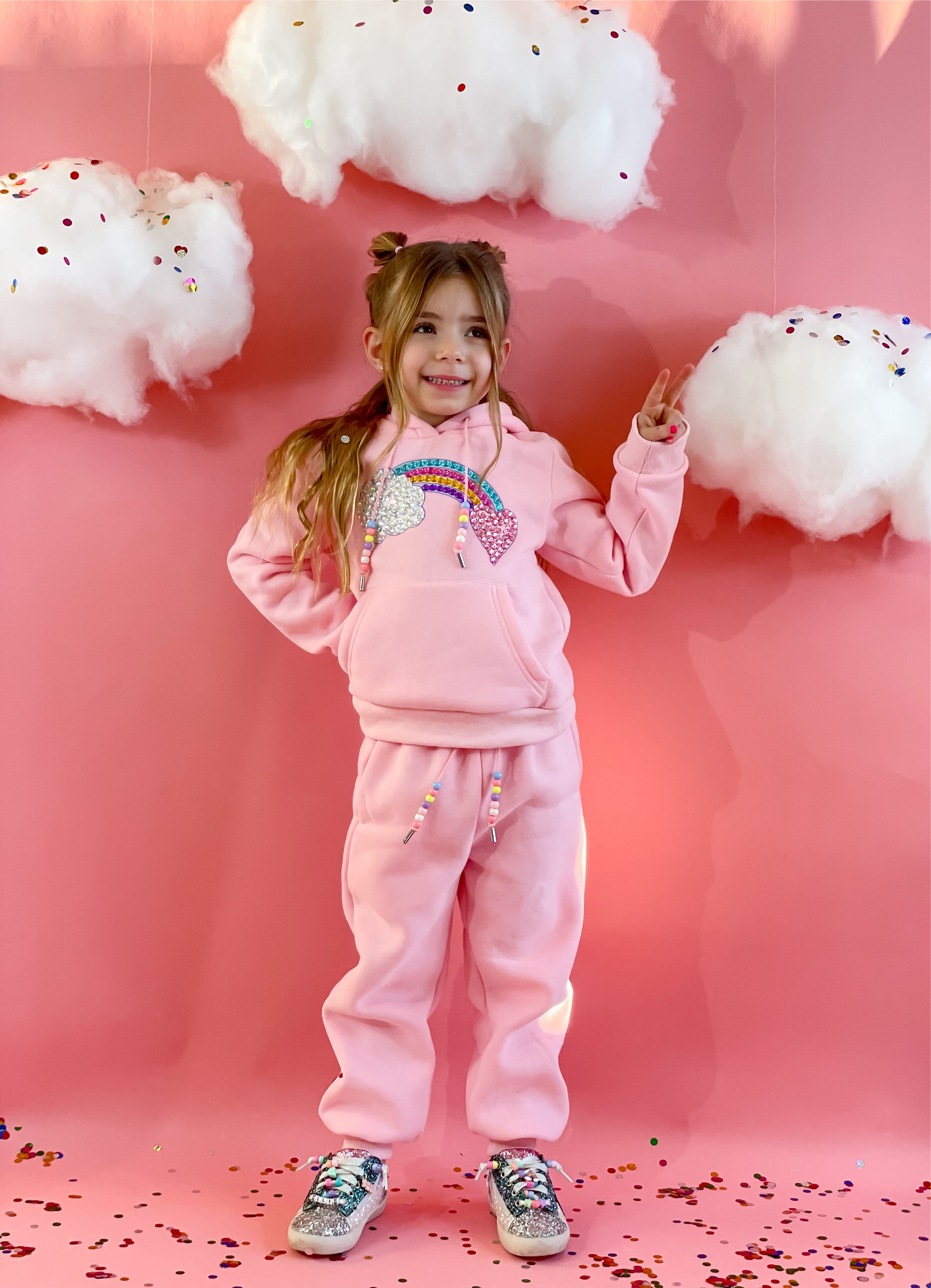 Ellie and Mila - Venta al por mayor Conjunto de camiseta y pantalón - Niños - Sudadera Rainbow Gem con abalorios5