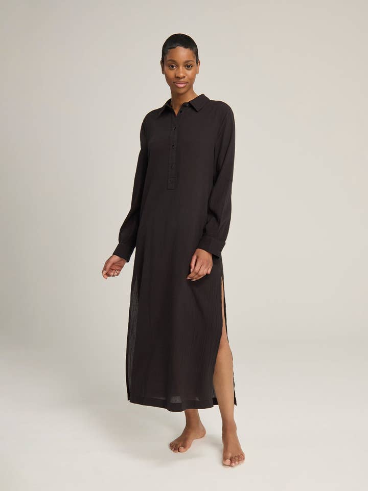 The Maxi Shirt - Black for wholesale by Nudea