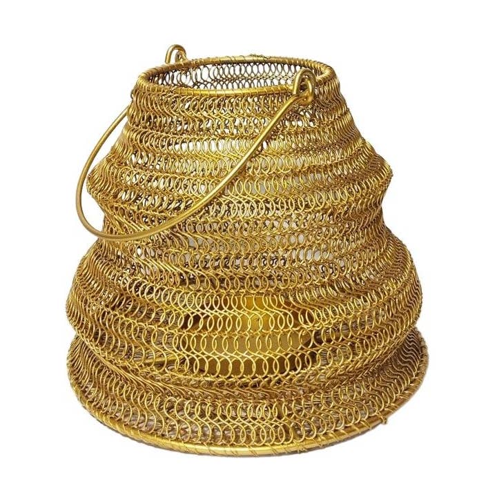 Small Brass Wire Lantern 10 Base x20 (W) x17 (H)cm for wholesale by Status Collections