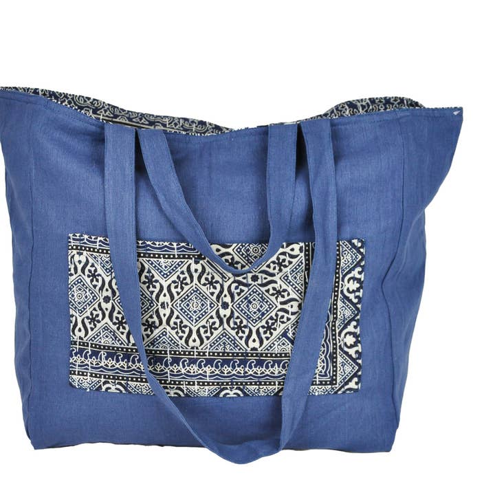 Zumki - Wholesale Tote Bag - Women's - Reversible Kantha Cotton Shopping Shoulder Tote Bag6