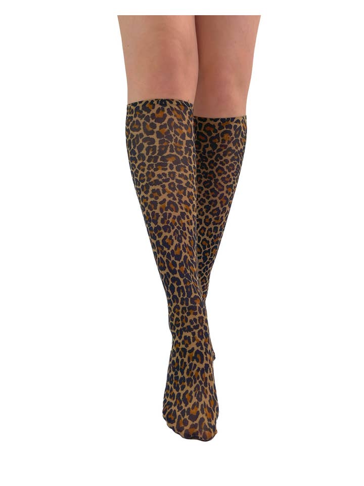 Leopardo Calcetines hasta la rodilla con estampado de leopardo natural de venta al por mayor en Faire
