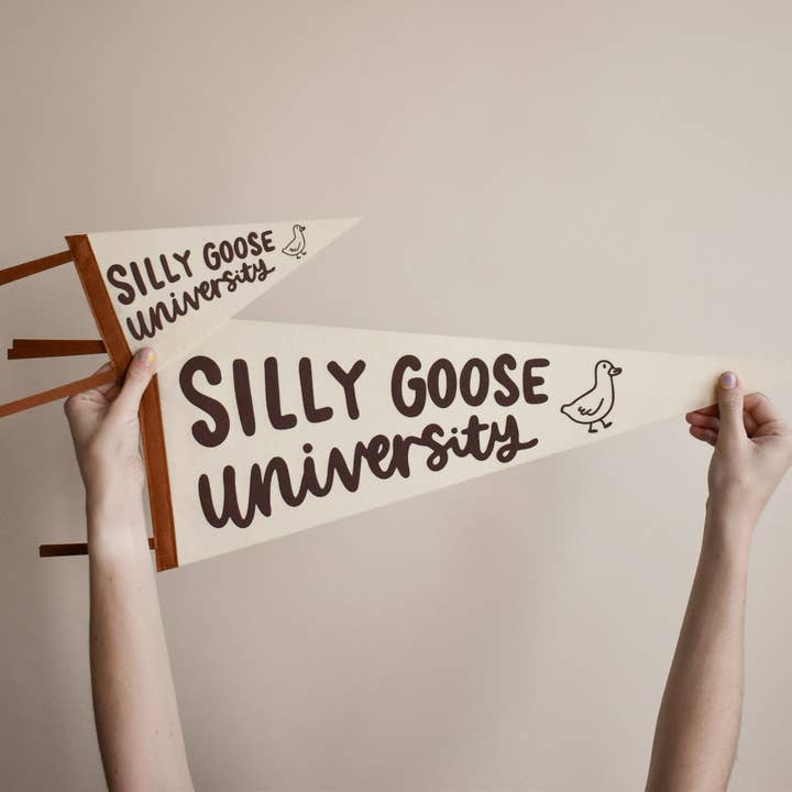Silly Goose University Pennant Flag for wholesale by Kyn You Believe It