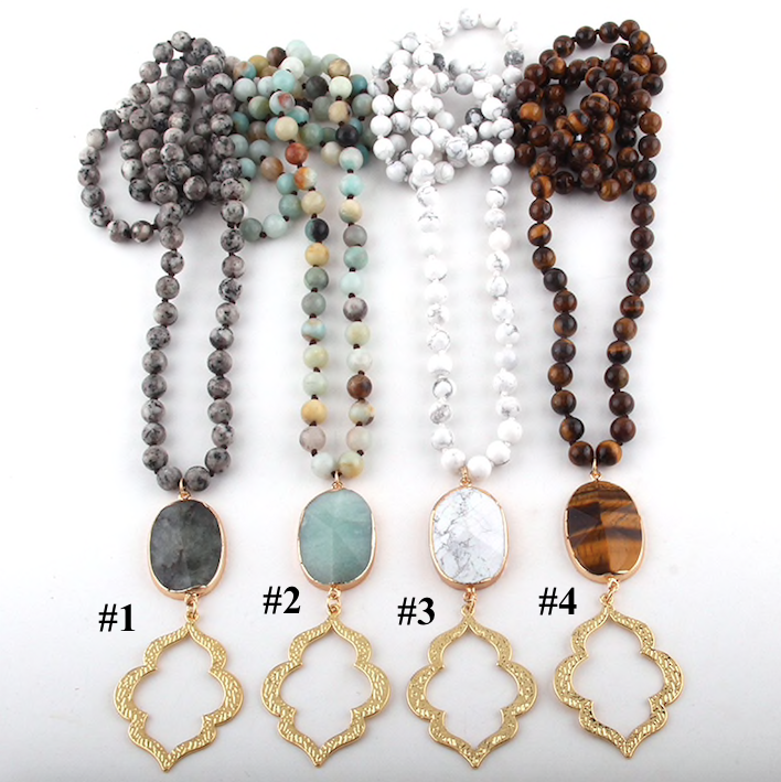 Kate Tuesday Jewelry - Vendita all'ingrosso Collana con ciondolo/pendaglio - Boho Gold Stone Collane4