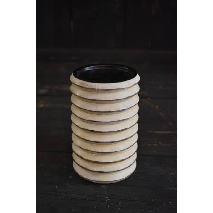 Wholesale Home Decor - Wholesale Candle Holder - Mangowood Distressed White Candle Holders 4x6in