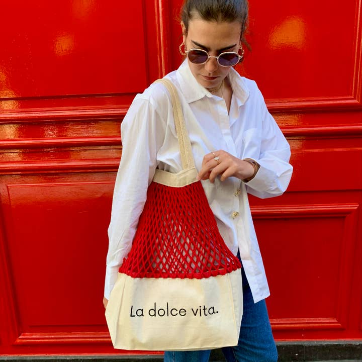 SHOPPINETTE - Wholesale Tote Bag - Women's - Embroidered mesh bag “La Dolce Vita”8