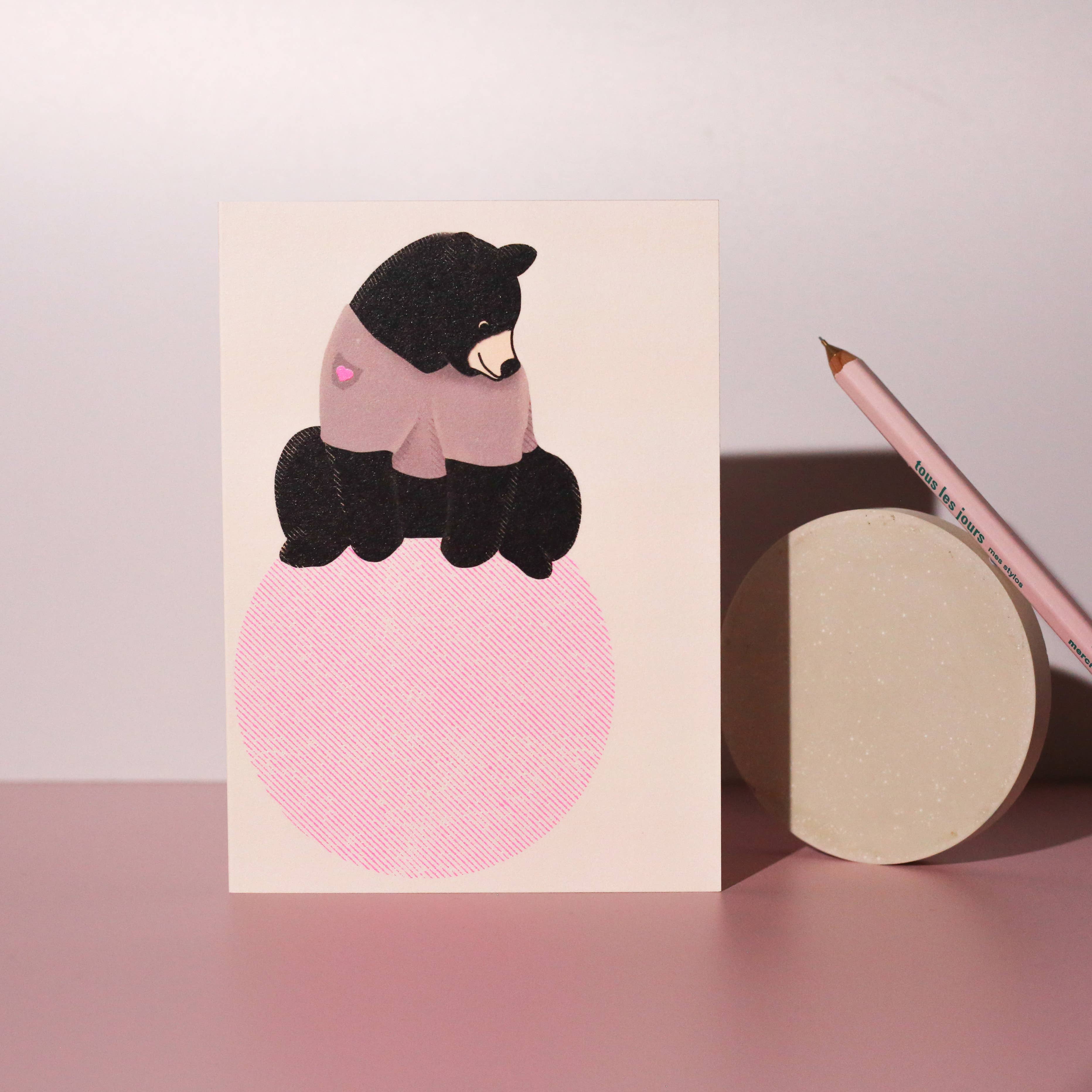 I am Roxanne - Wholesale Birthday Card - Black Bear Heart Neon Pink Card | Birthday | Everyday1