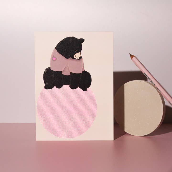 I am Roxanne - Wholesale Birthday Card - Black Bear Heart Neon Pink Card | Birthday | Everyday1