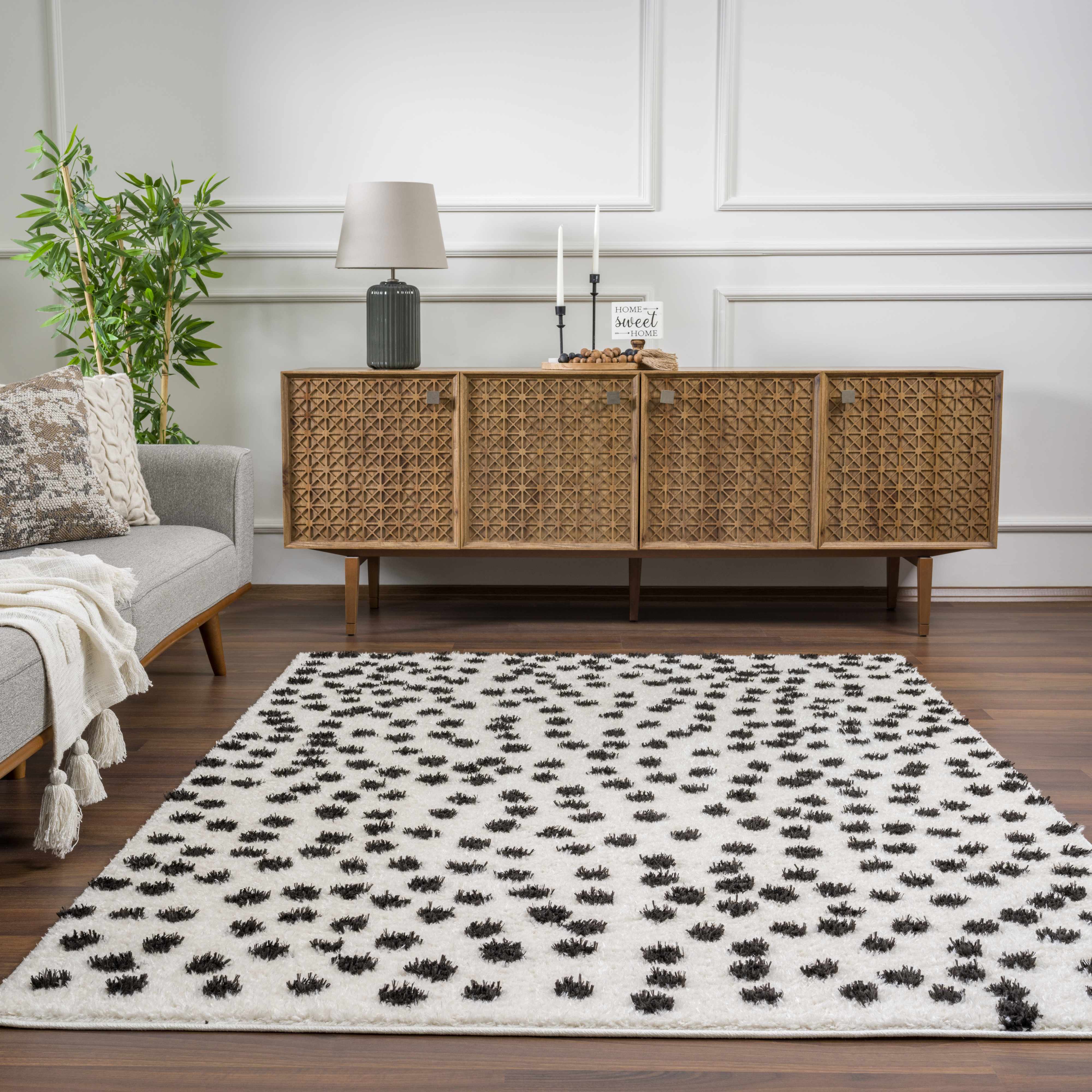 Hauteloom - Wholesale Area Rug - Cansu Black & White Dotted Area Rug16