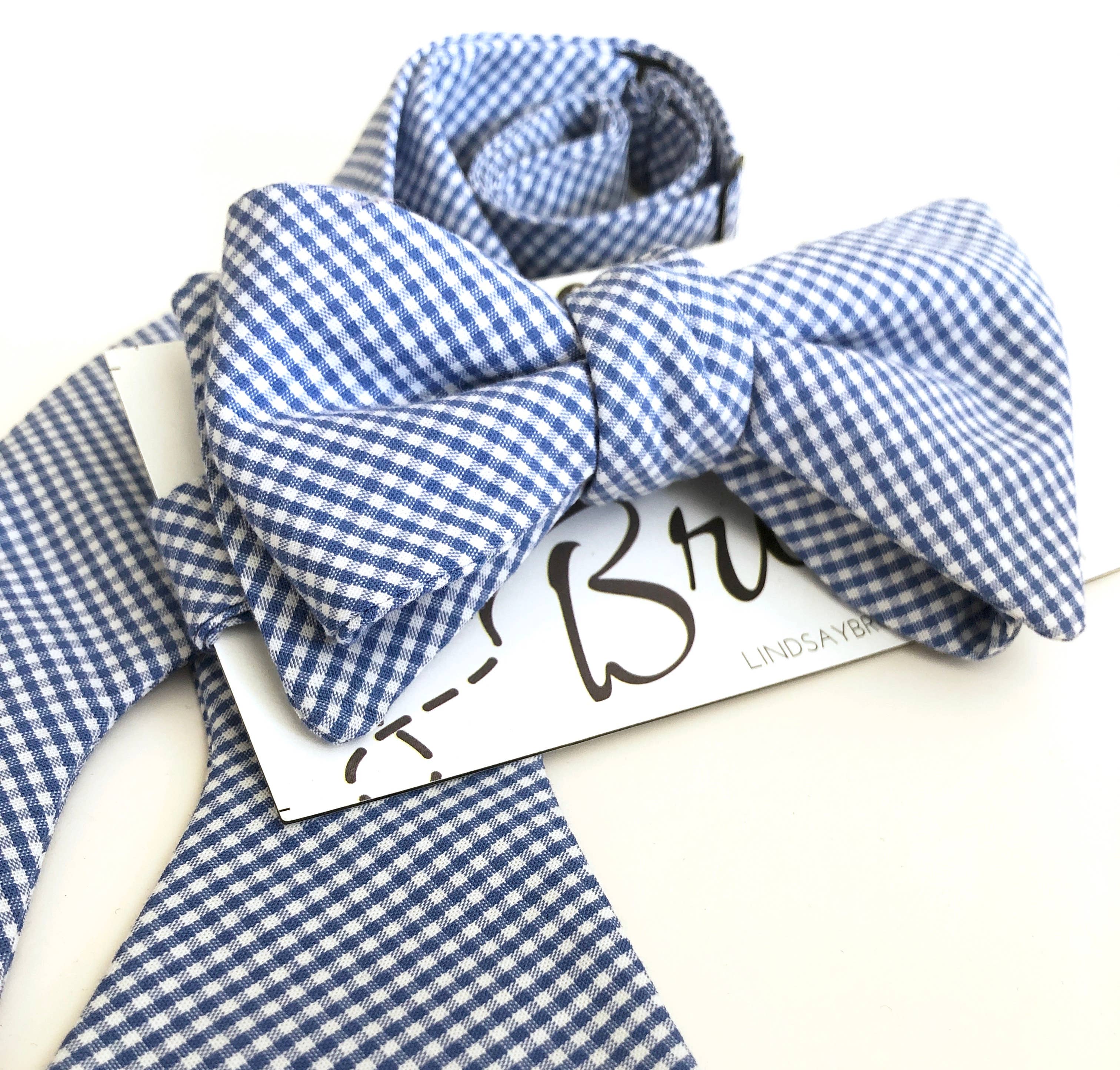 Lindsay Brook Designs - Wholesale Bow Tie - Men's - Blue Gingham Bow Tie0