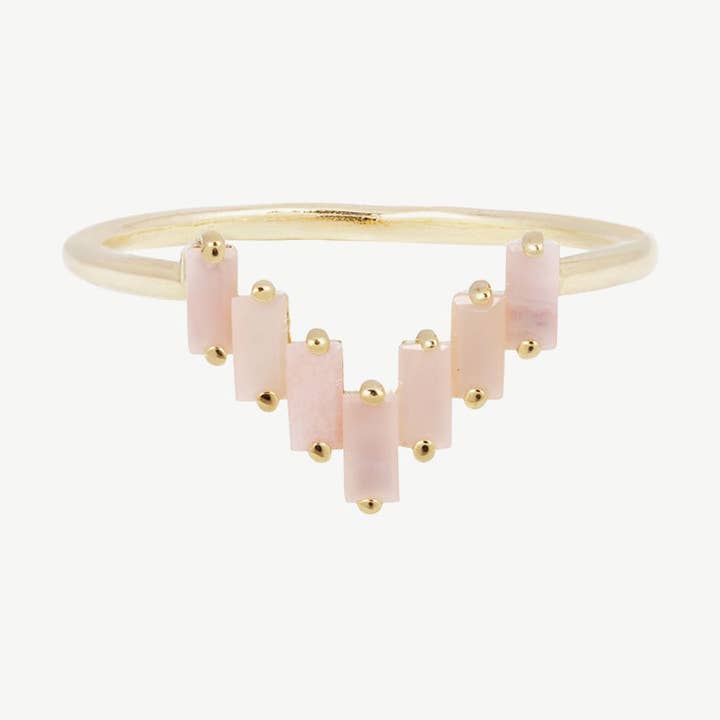 Anel Chevron em Rosa Opal/Ouro por atacado de Studio Grun