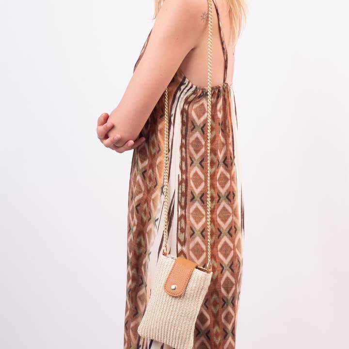 Shoulder bag phone case in rafia 51729 for wholesale by Cecile Wang