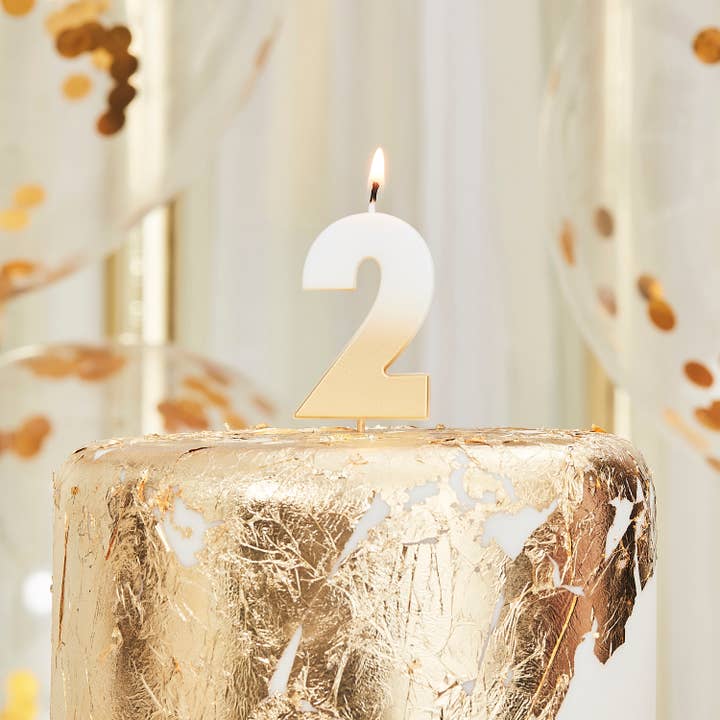 Gold Ombre Number Candle - 2 for wholesale by Ginger Ray