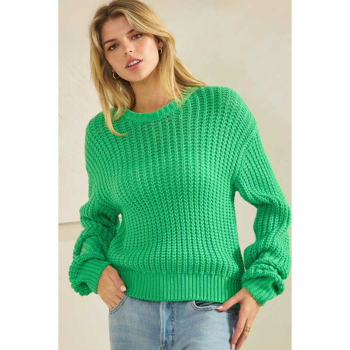 CLOVER KNITTED PULLOVER ROUND NECK SWEATER (ST7309) for wholesale on Faire5