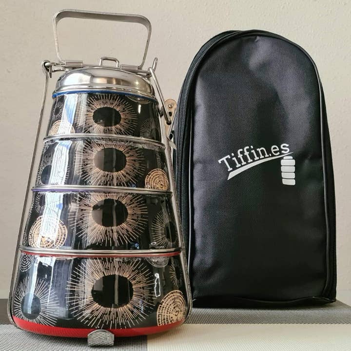 Printed design Pyramid tiffin Stainless Steel container4 for wholesale by Tiffin Spain