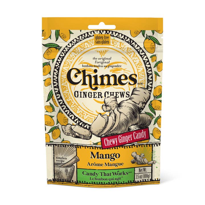 Chimes - Wholesale Hard Candy - Chimes Mango Ginger Chews Candy - 3.5 oz Bag