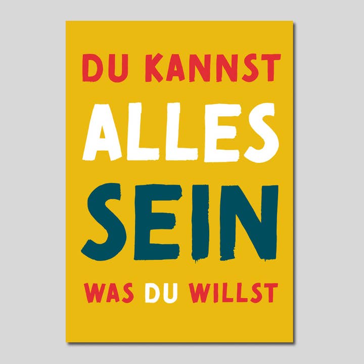 Postkarte Mutmacher "Du kannst alles sein, was du willst" für den Großhandel von Rüsselfuchs