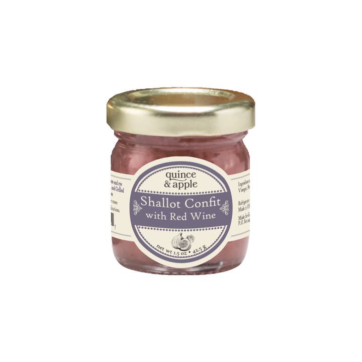 Shallot Confit with Red Wine - Case of 12- 1.5 oz Jars for wholesale by Gourmet Indulgences, LLC (dba Quince & Apple Company)