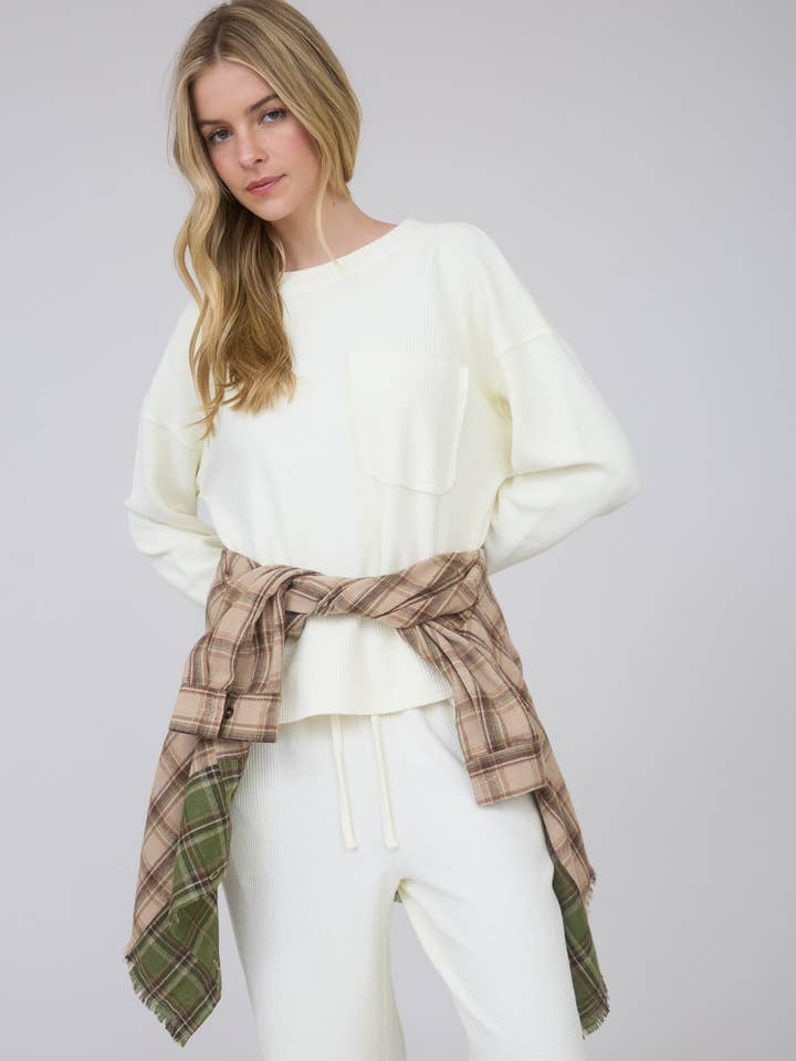 Blu Pepper - Wholesale Knit Top - Women's - WASHED POCKET DETAIL LONG SLEEVE RIB KNIT TOP14