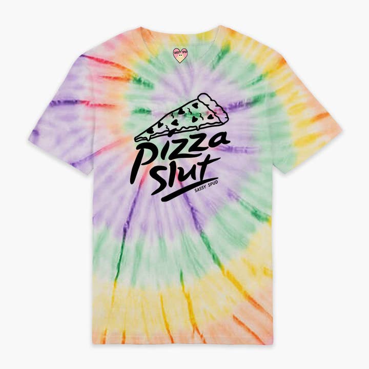 Teinture à cravate T-shirt tie-dye Pizza Slut (Unisexe) en vente sur Faire