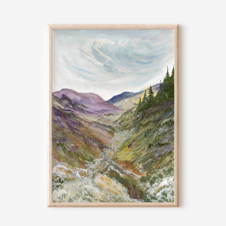 Purple Hills | Impressão artística em guache giclée por atacado de Rebecca Sobbi Studio