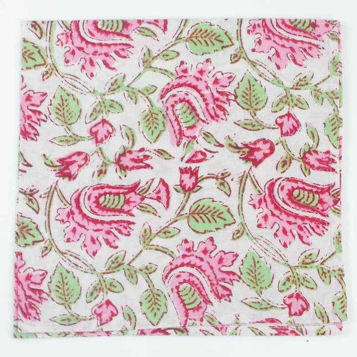 Kantha Decor – wholesale Dinner & cloth napkin – Dinner napkins- PinkGreen  Paisley  20'' 1