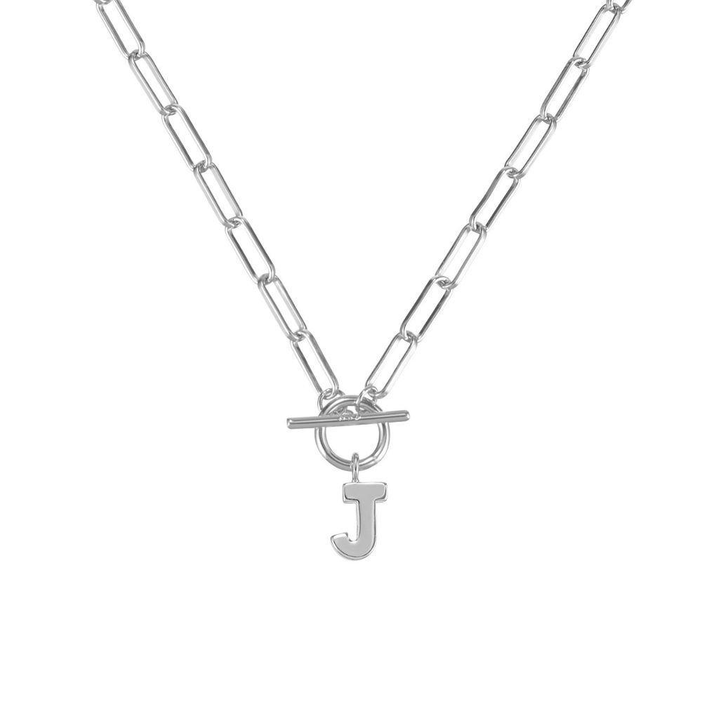 Natalie Wood Designs - Wholesale Pendant/Charm Necklace - Toggle Initial Necklace Pre-Pack, Silver11